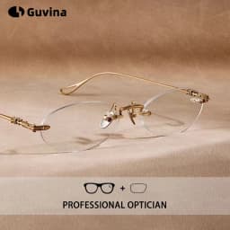 Designer Pure Titanium Oval Frames Ultra Light Frameless Optical Blue Light Prescription Glasses Myopia Hyperopia For Women