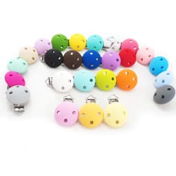 Chenkai 20PCS 35mm Silicone Round Clips Baby Pacifier Dummy Teether Soother Nursing Jewelry Toy Accessory Holder Teething Clips