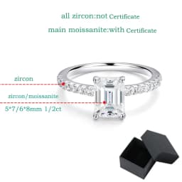 Smyoue 1-4CT Emerald/radiant Cut Moissanite Ring for Women Engagement Wedding Bride 100% Sterling Silver 925 Jewelry Certified