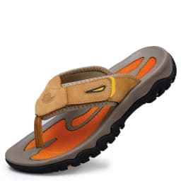 New Summer Men's Slippers Breathable Luxury Men Sandals Beach Classics Genuine Leather Mens Slippers Outdoor Men's Flip Flops