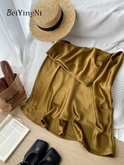 Beiyingni French Vintage Women's Satin Skirt Elegant Luxury New Fashion Slim Fit Office Ladies Mermaid Skirts Temperament Casual