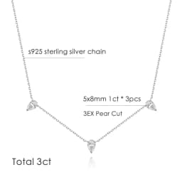 KNOBSPIN 3ct Pear Cut Moissanite Pendant Necklaces for Women Shining Diamond with Certificates s925 Silver Chain Dainty Necklace