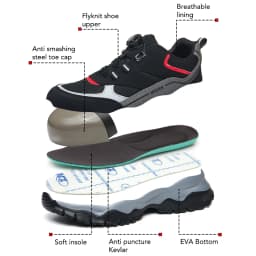 Indestructible Steel Toe Work Shoes for Men Rotating Button Safety Shoes Lightweight Construction Work Safety Shoes