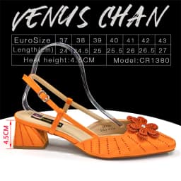 Venus Chan Italian Fashion Women's Elegant Orange Heels & Rhinestone Clutch Bag Set – Perfect for Parties and Special Occasions