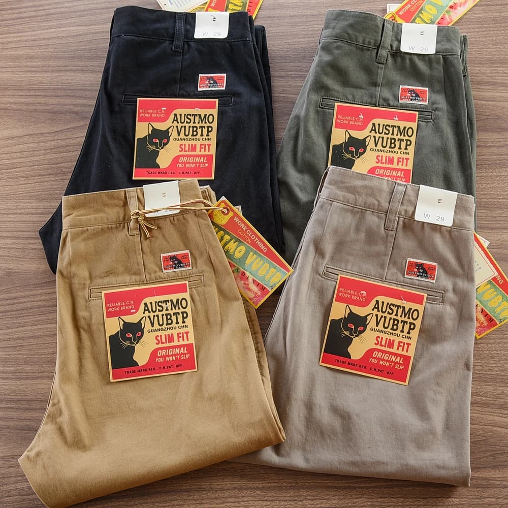 2025 Spring Autumn New American Retro Twill Woven Driving Pants Men's Simple 100% Cotton Washed Chino Straight Casual Trousers