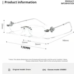 MOMOJA Women Luxury Small Oval Eyeglasses Frame Rimless Eyewear Frame Ultra Light High Quality Alloy Prescription Glasses 0803
