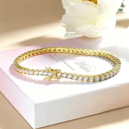 OEVAS 3mm High Carbon Diamond Tennis Bracelet S925 Sterling Silver Plated 18K Gold Lab Diamond Bracelet Fine Jewelry Wholesale
