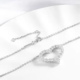 Smyoue 2CT Pass Tested Moissanite Heart Necklace for Women S925 Silver Plated Platinum Simulated Diamonds Pendant Birthday Gift