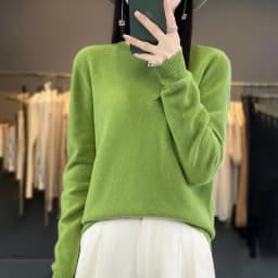 Autumn Winter 100% Merino Wool Sweater Women First Line Seamless Half-high Collar Pullover Basis Casual Cashmere Knit Solid Tops