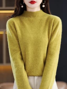 Autumn Winter 100% Merino Wool Sweater Women First Line Seamless Half-high Collar Pullover Basis Casual Cashmere Knit Solid Tops