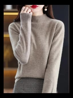 Autumn Winter 100% Merino Wool Sweater Women First Line Seamless Half-high Collar Pullover Basis Casual Cashmere Knit Solid Tops