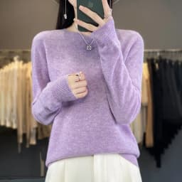 Autumn Winter 100% Merino Wool Sweater Women First Line Seamless Half-high Collar Pullover Basis Casual Cashmere Knit Solid Tops