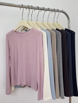 Silk Wool Splice Long Sleeve T-shirt Women Spring Summer Thin Soft Waxy Fit Solid Color Backing Top