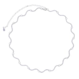 New Arrival Bezel Set 5A Cubic Zirconia Geometric Wave Tennis Necklaces for Women 18K Gold and Platinum Color Fashion Jewelry