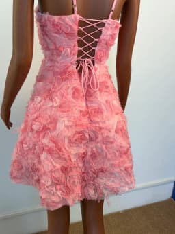 2026 Trendy Women Elegant Rose Floral Spaghetti Strap Back Lace-up A Line Short Dresses Party Birthday Blossom Mini Dress