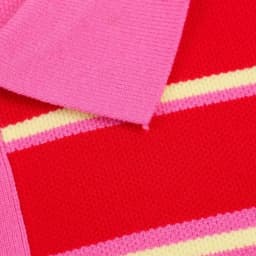 2026 Pink Red Striped Polo Knit Pullover - Women's Turn Down Collar Long Sleeve Loose Top, Spring Autumn Casual Wear for Daily