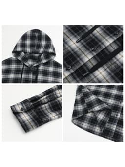 CHIC VEN Korean Women Shirt New Cotton Brushed Hooded Plaid Blouses Long Sleeved Oversize Female Coat Autumn Winter 2025