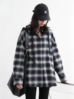CHIC VEN Korean Women Shirt New Cotton Brushed Hooded Plaid Blouses Long Sleeved Oversize Female Coat Autumn Winter 2025