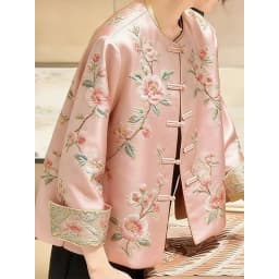 High Quality Print Coat Premium Sense New coat Women's Spring Autumn Jacket 2026 New Popular Retro Tang Top Pink Jacket