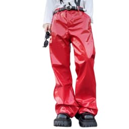 Shiny Black Red Silver Leather Pant Men Streetwear Fashion Hip Hop Punk Loose Casual Leather Pants Trousers Stage Clothes