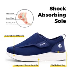 FitVille Men'S Diabetic Shoes Extra Wide 2E For Elder Orthopedics Feet Swollen Adjustable Walking Shoe Elderly Foot Pain Relief