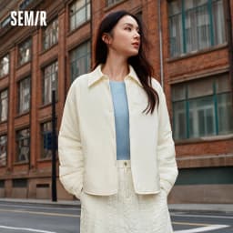 Semir Cotton Coat Women Winter Shirt-Style Bud Top Relaxed Fit 2025 New Lapel Textured Girly Cotton Jacket Women's Clothing