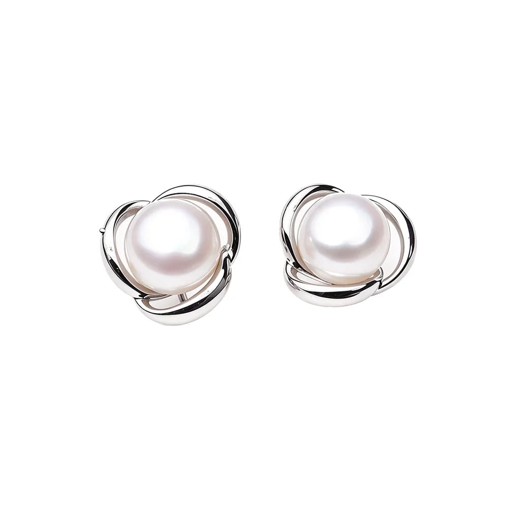 Genuine Silver 925 White Stud Earrings Pearl Woman,Natural Freshwater Bridal Jewelry Pearl Earrings Wife Mother Gift Pink Black