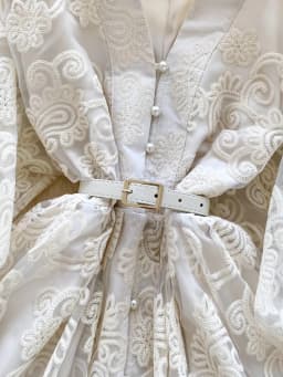 Summer French Sweet V-neck Dress Women's Lantern Sleeves Embroidered Waist Single Breasted A-line Mini Elegant Party Dress C187