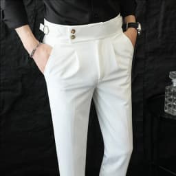 High Quality Italian Style High-waisted Suit Pants Fashion Neapolitan Men's Slim Fit Business Office Social Wedding Trousers