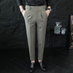 High Quality Italian Style High-waisted Suit Pants Fashion Neapolitan Men's Slim Fit Business Office Social Wedding Trousers