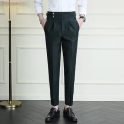 High Quality Italian Style High-waisted Suit Pants Fashion Neapolitan Men's Slim Fit Business Office Social Wedding Trousers