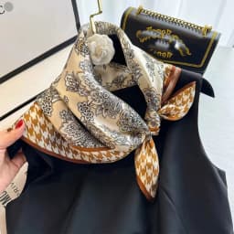 100% Pure Silk Square Scarf Women Hairband Office Neck Scarves Print Luxury Neckerchief Bandana Spring Foulard Female Shawl 65cm