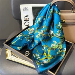 100% Pure Silk Square Scarf Women Hairband Office Neck Scarves Print Luxury Neckerchief Bandana Spring Foulard Female Shawl 65cm