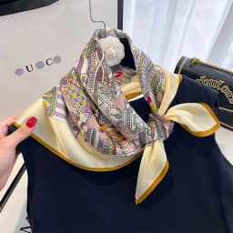 100% Pure Silk Square Scarf Women Hairband Office Neck Scarves Print Luxury Neckerchief Bandana Spring Foulard Female Shawl 65cm