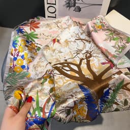 100% Pure Silk Square Scarf Women Hairband Office Neck Scarves Print Luxury Neckerchief Bandana Spring Foulard Female Shawl 65cm