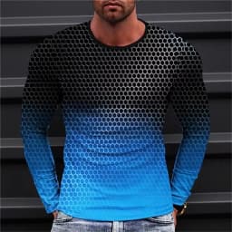 Long Sleeved Round Neck T Shirt Spring/Autumn Color Block Striped Retro Men's 3D Printed T-shirt Pattern Outdoor Daily Vacation