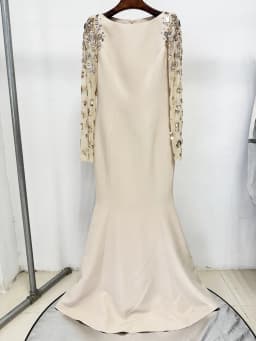 HIGH STREET Newest Fashion 2026 Designer Party Vestido Women's Spliced Mesh Diamonds Beaded Long Sleeved Maxi Long Dress