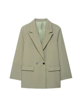 Women's Double-Breasted Solid Color Blazer Coat Long Sleeve Office Wear for Spring Autumn Winter Old Money Style
