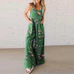 Summer Floral Printed Sleeveless Jumpsuit Women Casual Pocket Multicolor Overalls Square Wide Pants Jumpsuit Women Playsuits