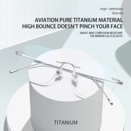 VICKY Ultra-light Titanium Rimless Myopia Frames Unisex Simple Square Read Frames Glasses Customized Prescription Glasses F0623