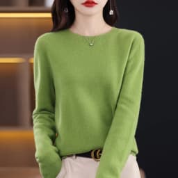 2026 New Cashmere Basic Top Long Sleeve Women O-Neck Knitted Sweater 100% Pure Merino Wool Pullover Clothing Knitwear Traf