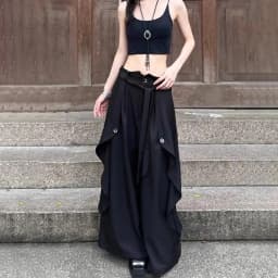 Gothic Harajuku Y2k Skirt Pants Japanese Irregular Stitching Samurai Hakama Genderless Streetwear Campus Valentines Pants Unisex