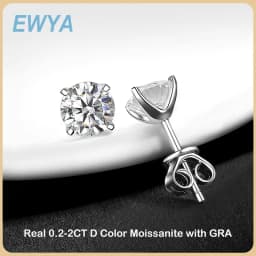EWYA Luxury 0.4-4CT D Color Moissanite Screw Earrings For Women Party Fine Jewelry 4 Prong S925 Sterling Silver Diamond Earring