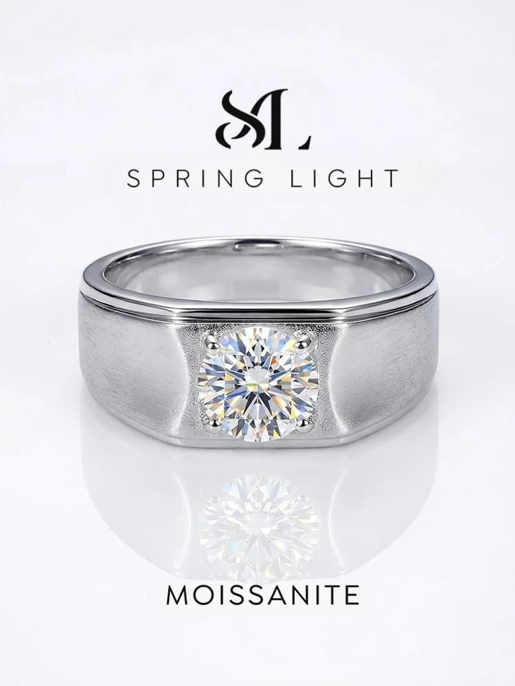 Gorgeous 1CT D Color Concise Certified Moissanite Diamond Engagement Rings For Men Real Luxury Top Quality Wedding Jewelry