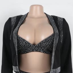 Sparkly Diamonds 3 Piece Short Sets Woman Outfits Rhinestones Luxury Birthday Cropped Jacket Top and Bra and Shorts Set Clubwear