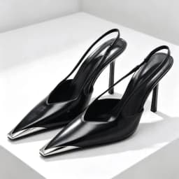 Novelty Metal Pointed Toe High Heels Women 2026 New Elegant Slingback Heeled Sandals Sexy Black Patent Leather Designer Shoes