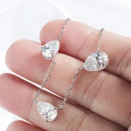 Smyoue Gradient Moissanite Necklace for Women 3 Gems Pear Cut Certified Luxury Pendant Lab Diamond Jewelry Sterling Silver 925
