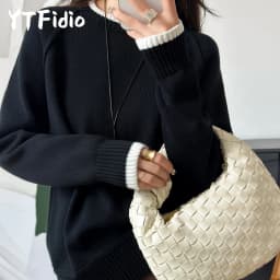 YTFidio 100% Cotton Women O-neck Thick collar with white border Pullover Sweater Luxury Designer Clothing Plus Size 397
