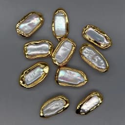 10Pcs Rectangle Pearl Connector Beads Pearl Loose Bead for Jewelry Making