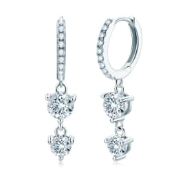 Anziw 4mm 5mm Round Moissanite Long Tassel Earrings 100% 925 Sterling Silver Women's Hoop Dangle Earrings Wedding Jewelry Gifts